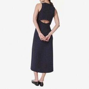 NWT Spanx Ponte Fitted Midi Sleeveless OVERLAY Dress Navy Scuba Back Cutout M